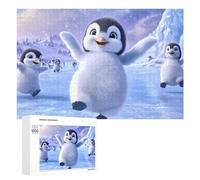 Cute Penguins Wooden Puzzle Letter on Back Adults Difficult Jigsaw Puzzles for Home Decor Birthday Gift