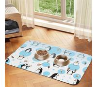 Cute Penguinsprint Pet Absorbent Leather Tablecloth,Wipe Clean Quick Dry,Food Mat For Small Animals