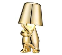 Cute People Led Desk Lamp, Bedside Touch Control Table Lamp, Gold Decor Thinker Statue LED Table Lamp with USB Port, 3 Way Dimmable Modern Night Light Nightstand Lamp for Home Office( Mr-WHY)