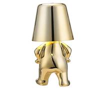 Cute People Led Desk Lamp, Bedside Touch Control Table Lamp, Gold Decor Thinker Statue LED Table Lamp with USB Port, 3 Way Dimmable Modern Night Light Nightstand Lamp for Home Office(Mr-WHO)
