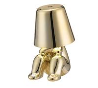 Cute People Led Desk Lamp, Bedside Touch Control Table Lamp, Gold Decor Thinker Statue LED Table Lamp with USB Port, 3 Way Dimmable Modern Night Light Nightstand Lamp for Home Office(Mr-WHERE)