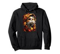 Cute Persian Cat Fall Leaves Forest Vibes Autumn Aesthetic Pullover Hoodie