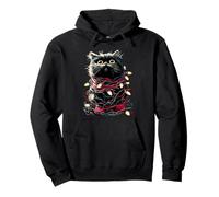 Cute Persian Cat with Christmas Lights Cozy Kitten Winter Pullover Hoodie
