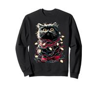Cute Persian Cat with Christmas Lights Cozy Kitten Winter Sweatshirt