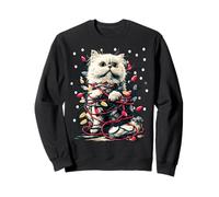 Cute Persian Cat with Christmas Lights Snowy Kitten Winter Sweatshirt