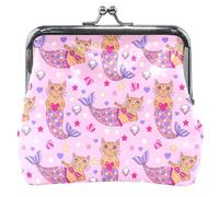 Cute Personalised Mermaid Wallet for Women, Leather Buckle and Kiss Closure, Cute Mermaids Pink, UNITALLA, Classic, Cute Mermaids Pink, UNITALLA, Classic, Cute Pink Mermaids, UNITALLA, Classic