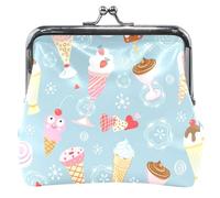 Cute Personalized Ice Blue Wallet for Women, Leather Buckle for Kissing Change, Wallet, Pretty Ice Cream Blue (2), UNITALLA, Classic, Bonito Ice Cream Blue (2), UNITALLA, Classic, Nice Blue Ice Cream