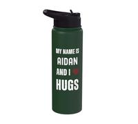 Cute Personalized Name is Aidan and I Love Hugs Stainless Steel Insulated Water Bottle