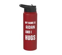 Cute Personalized Name is Aidan and I Love Hugs Stainless Steel Insulated Water Bottle