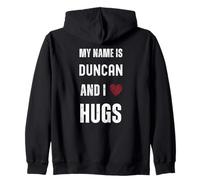 Cute Personalized Name Is Duncan And I Love Hugs Zip Hoodie
