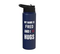 Cute Personalized Name is Fred and I Love Hugs Stainless Steel Insulated Water Bottle
