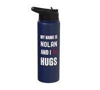 Cute Personalized Name is Nolan and I Love Hugs Stainless Steel Insulated Water Bottle