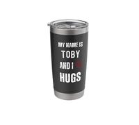 Cute Personalized Name is Toby and I Love Hugs Stainless Steel Insulated Tumbler
