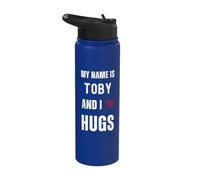 Cute Personalized Name is Toby and I Love Hugs Stainless Steel Insulated Water Bottle