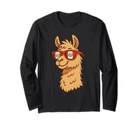 Cute Peru Llama Cartoon Peruvian Flag Alpaca Kids Design Long Sleeve T-Shirt