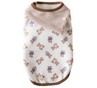 Cute Pet Apparel Bear Pattern Cartoon Dog Clothes All Season Sleeveless Puppy Kitten Pullover Soft Skin-Friendly (L (7.7-10lbs))
