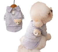 Cute Pet Apparel T-Shirts Plush Bear Pattern Cartoon Dog Clothes Shirt All Season Puppy Kitten Pullover Tank Top Soft Skin-Friendly (Gray, Small)