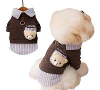 Cute Pet Apparel T-Shirts Plush Bear Pattern Cartoon Dog Clothes Shirt All Season Puppy Kitten Pullover Tank Top Soft Skin-Friendly (Brown, Large)