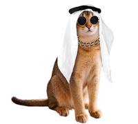 Cute Pet Arab Costume Set Funny Traditional Middle Eastern Pet Head Wrap for Small Cats Dogs Roleplay Festival Outfit Dubai Saudi Desert Costume for Halloween Dress Up Party Cosplay Props