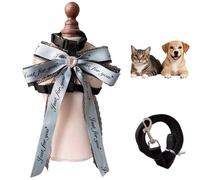 Cute Pet Bowtie Harness 4FT Leash Set Adjustable Soft Dog Cat Vest for Puppies Kitten Outdoor Walking Escape Proof No Pull (Green Blue,Small)