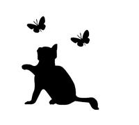 Cute Pet Cat Chasing Butterflies Waterproof Vinyl Sticker - Peel & Stick - Wall Decal, Laptops, Car, Water Bottles, Motorbikes, Vans, Gifts for Animal Lovers (1, 8cm x 7.5cm - 3.1" x 3")