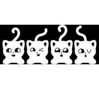 Cute Pet Cats Peeking Waterproof Vinyl Sticker - Peel & Stick - Wall Decal, Laptops, Car, Water Bottles, Motorbikes, Vans, Gifts for Animal Lovers (White)