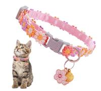Cute Pet Collar - 11.81 Inches Floral Style Polyester Neck Strap Bell Alert Decor Band, Lightweight Fit Comfort Wear Identification Loop Device, Soft Animal Access Control Gear | Cat For Kitten