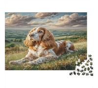 Cute Pet Dog 1000 Piece Adult Jigsaws: Cocker Spaniel in Grass Educational Games Suitable for Decompression 38x26cm/1000pcs