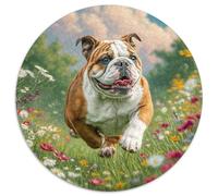 Cute Pet Dog 1000 Piece Circular Jigsaw Puzzle Pet Dog All Ages Suitable Stress Relief Puzzle Educational Learning Through Play Home Decor 1000pcs (67.5x67.5cm)