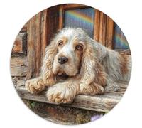 Cute Pet Dog 1000 Piece Circular Jigsaw Puzzle Pet Dog All Ages Suitable Stress Relief Puzzle Educational Learning Through Play Home Decor 1000pcs (67.5x67.5cm)