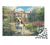 Cute Pet Dog 1000 Piece Jigsaw Puzzle Cardboard Puzzle Enthusiasts Adults Beagle by Mansion Challenging Brain Teaser Mental Stimulation Cognitive Development Solo Play 52x38cm/1000pcs