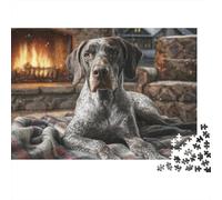 Cute Pet Dog 1000 Piece Jigsaw Puzzle Cozy Fireplace Lounge- Brainteasing Challenge for Kids 52x38cm/1000pcs