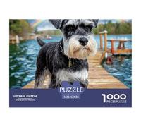 Cute Pet Dog 1000 Piece Puzzles for Adults Kids -Schnauzer on Wooden Dock Educational Game Decompression Fun And Challenging Family Game52x38cm/1000pcs