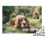Cute Pet Dog 1000 Pieces Jigsaw Puzzles Engaging Educational Games Basset Hound by Cottage Jigsaw Puzzles Unique Puzzle Gift for Gifts 70x50cm/1000pcs