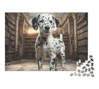 Cute Pet Dog 1000 Pieces Jigsaw Puzzles Engaging Educational Games Dalmatian in Library Jigsaw Puzzles Unique Puzzle Gift for Adults And Kids 38x26cm/1000pcs