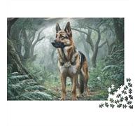 Cute Pet Dog 1000 Pieces Jigsaw Puzzles Engaging Educational Games German Shepherd in Forest Jigsaw Puzzles Home Decoration for Adults And Kids 70x50cm/1000pcs