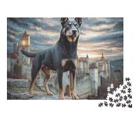 Cute Pet Dog 1000 Pieces Jigsaw Puzzles Engaging Educational Games Rottweiler on Castle Rock Jigsaw Puzzles Beautiful Decoration for Adults And Kids 70x50cm/1000pcs
