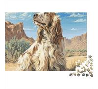 Cute Pet Dog 1000 Pieces Jigsaw Puzzles Engaging Family Games Cocker Spaniel in Desert Jigsaw Puzzles Unique Puzzle Gift for Adults And Kids 52x38cm/1000pcs