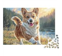 Cute Pet Dog 1000 Pieces Jigsaw Puzzles Engaging Family Games Corgi in Field Jigsaw Puzzle Home Decoration for Adults & Families 70x50cm/1000pcs