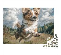 Cute Pet Dog 1000 Pieces Jigsaw Puzzles Engaging Home Decoration Aussie Mix Mid-air Jigsaw Puzzle Home Decoration for Adults & Families 52x38cm/1000pcs