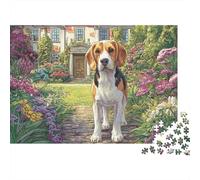 Cute Pet Dog 1000 Pieces Jigsaw Puzzles Engaging Home Decoration Beagle by Mansion Jigsaw Puzzles Unique Puzzle Gift for Adults And Kids 52x38cm/1000pcs