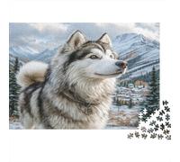 Cute Pet Dog 1000 Pieces Jigsaw Puzzles for Adults Husky by Snowy Village Fun Present & Wall Decoration | Gift Idea 70x50cm/1000pcs