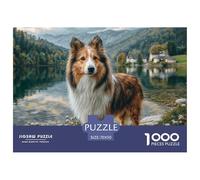 Cute Pet Dog 1000 Pieces Puzzle Game - Sheltie in Mountain Valley The Whole Family Fun And Challenging Activity for Home Decompression70x50cm/1000pcs