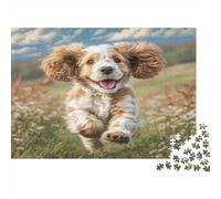Cute Pet Dog 1000Pc Jigsaw Puzzle for Adults Teens Cocker Spaniel in Flowers Impossible Difficult | Great Gift Idea 52x38cm/1000pcs