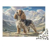 Cute Pet Dog 1000Pc Jigsaw Puzzles for Adults | Educational Game Cocker Spaniel by Mountain Scene Gift for Men & Women 70x50cm/1000pcs