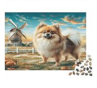 Cute Pet Dog Adult Jigsaws 1000Pc: Recycled Paper Puzzle,Pomeranian by Windmill Fun And Challenging Family Game 52x38cm/1000pcs