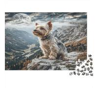 Cute Pet Dog Cardboard Terrier on Mountain Cliff at Night Premium Jigsaw Puzzle Giftable Family Game 52x38cm/1000pcs