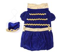 Cute Pet Dog Clothes Suit, Dog Festivals Costume with Hat, Christmas Outfit for Small Medium Large Dogs, Shiny Gold Satin Dress with Crystals Design, Adjustable Elastic Chin Strap (XL)