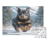 Cute Pet Dog Colourful Rottweiler in Water 1000 Pieces Jigsaws Adults The Impossible Challenge Home Activity 52x38cm/1000pcs