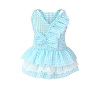 Cute Pet Dog Dress Bow Skirt Spring Summer Fashion Outfit Comfortable Puppy Clothes Stylish Pet Supplies (Blue, S)